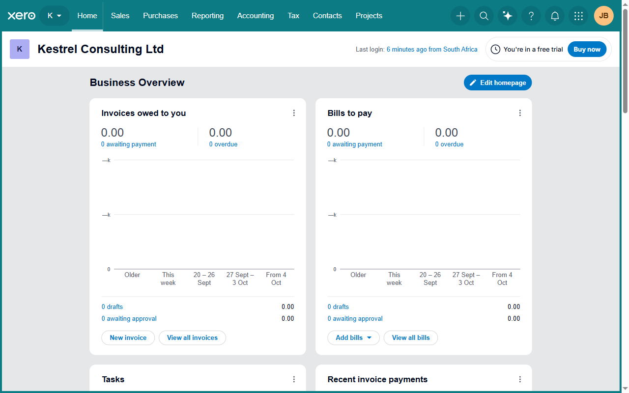 The same Kestrel Consulting Ltd home page with the top bar and a window frame in teal.